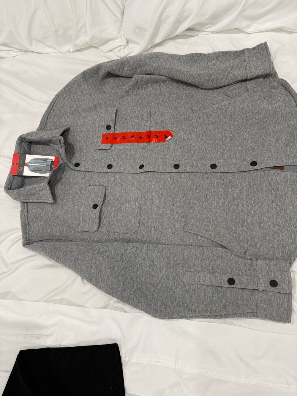 Men's Gray Zip-Up Knit Shirt Jacket - Lightweight Layer